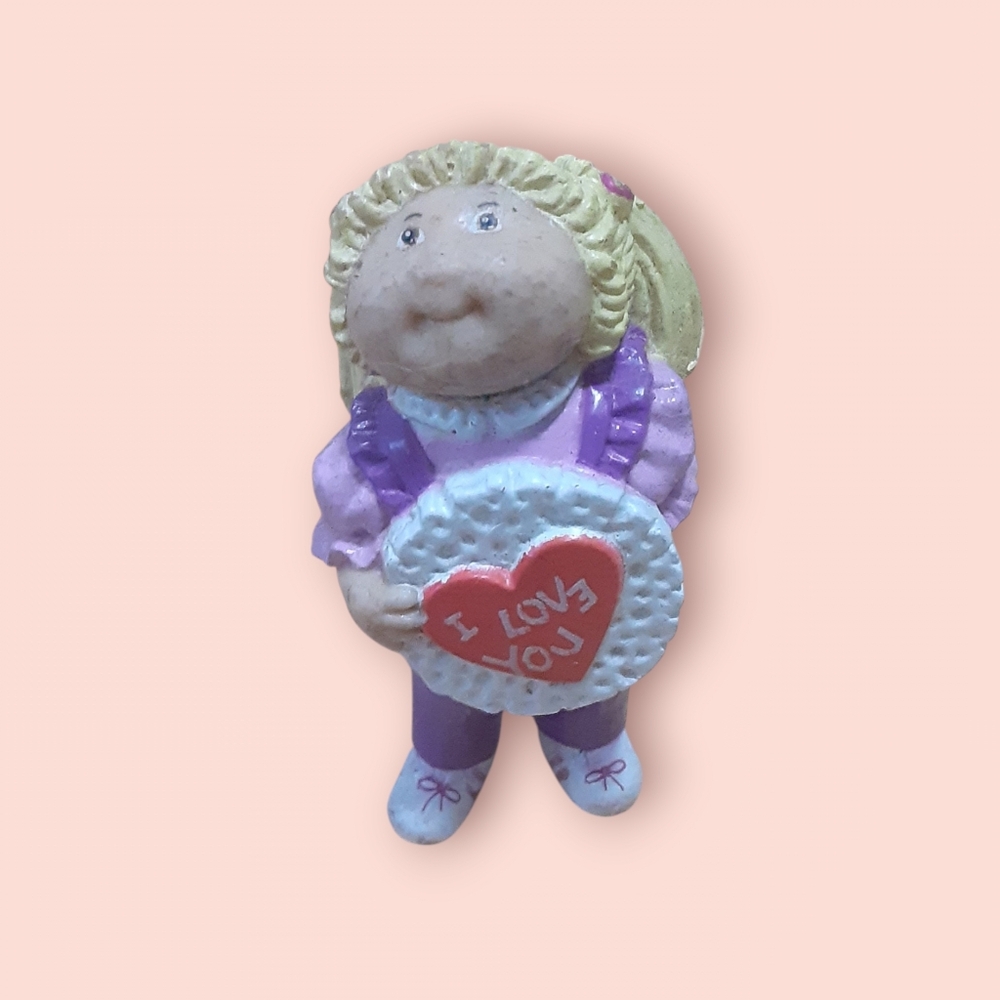 1984 PVC Figure I Love You Blonde Qaa Lnc Cabbage Patch Kids Purple Overall